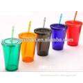 Wenshan Double Wall Plastic Tumbler With Straw